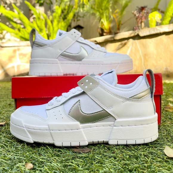 Nike Shoes - Nike Dunk low disrupt white silver shoes